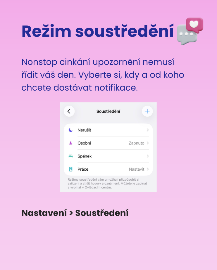 Režim soustředění — přehled