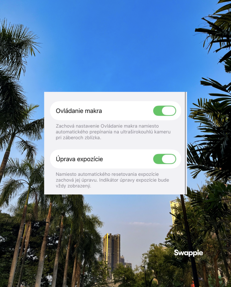 Ovládanie makra a úprava expozície